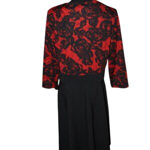 HOMEYEE Black Red Dress Size 10 Pre-Loved Classic Office Party